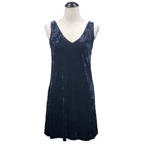 Lord & Taylor Design Lab Womens SM Navy Crushed-Velvet Slip Dress Party Cocktail